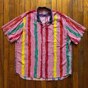 VTG JAMS‎ World Limited Edition Button Down Shirt Men XL Multi Color Pink